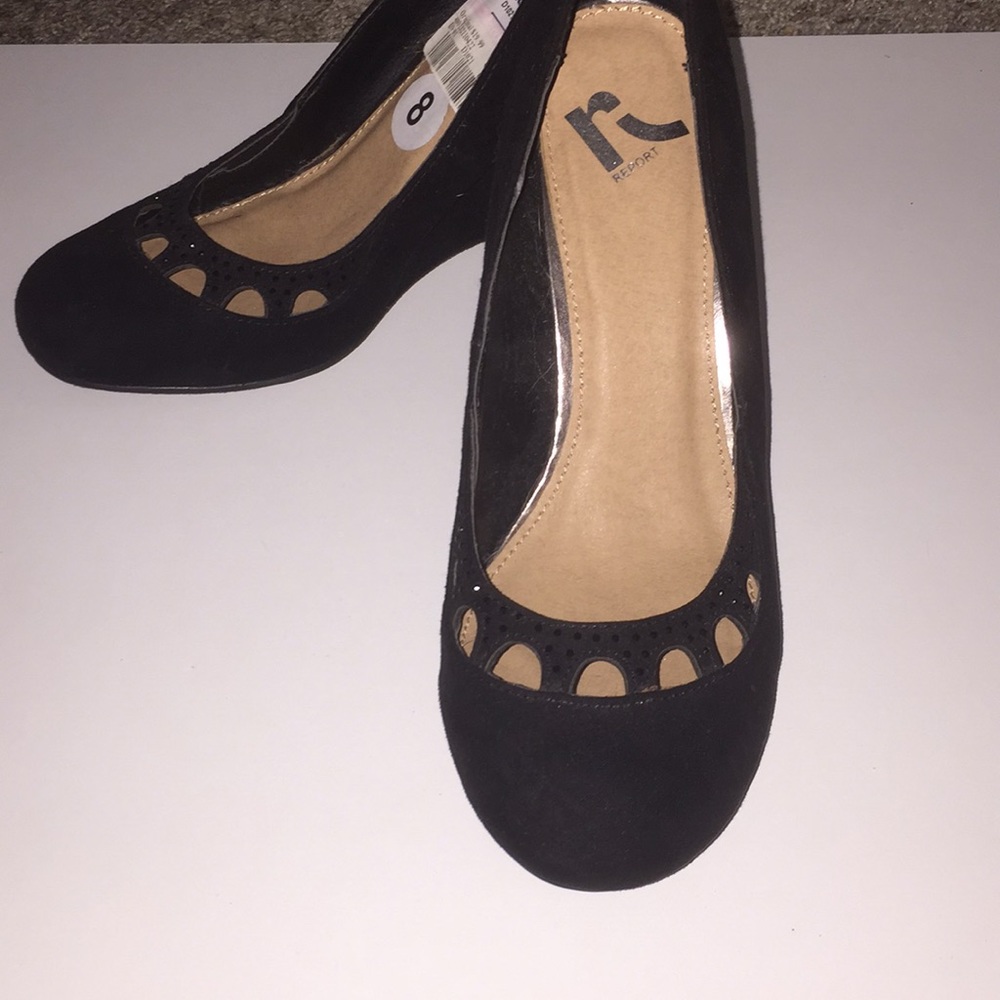 Black wedge heels with Jewls and cut outs